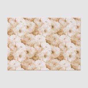 Papier Mousseline Motif floral de roses blancs et beiges