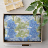Papier Mousseline Motif floral de roses bleus (Cadeau)