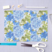 Papier Mousseline Motif floral de roses bleus (Artisanat)