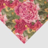 Papier Mousseline Motif floral de roses roses foncés (Détail)