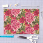 Papier Mousseline Motif floral de roses roses foncés (Artisanat)