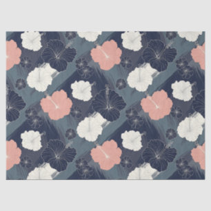 Papier Mousseline Motif floral d'hibiscus bleu élégant (10)