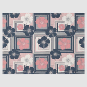 Papier Mousseline Motif floral d'hibiscus bleu élégant (9)