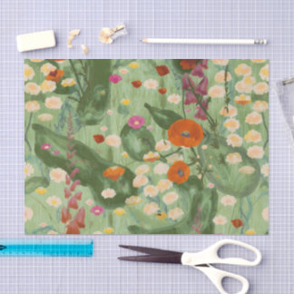Papier Mousseline Motif floral élégant à l'aquarelle de fleurs sauva