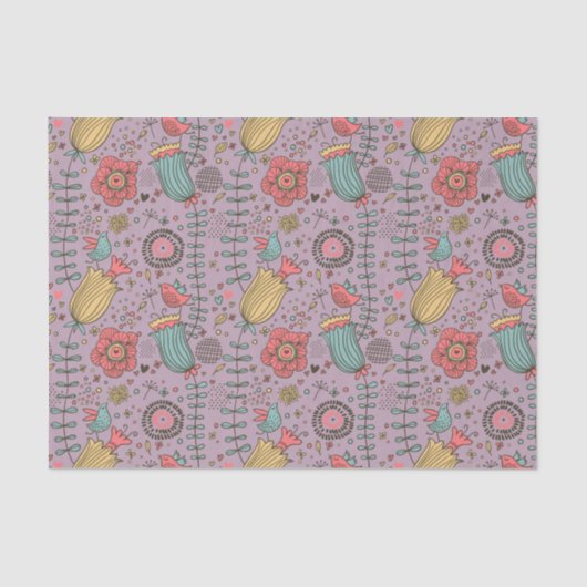 Papier Mousseline Motif floral élégant avec des fleurs (Recto)