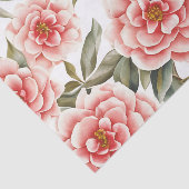 Papier Mousseline Motif Floral Fleurs de Camellia (Détail)