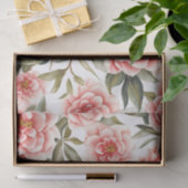 Papier Mousseline Motif Floral Fleurs de Camellia (Cadeau)