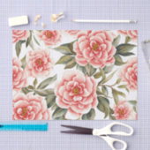 Papier Mousseline Motif Floral Fleurs de Camellia (Artisanat)