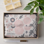 Papier Mousseline Motif floral gris rose noir (Cadeau)