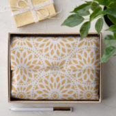 Papier Mousseline Motif floral jaune-orange (Cadeau)