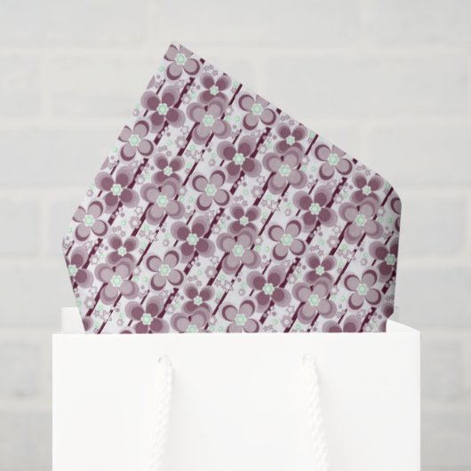 Papier Mousseline motif floral marron et blanc (Sac cadeau)