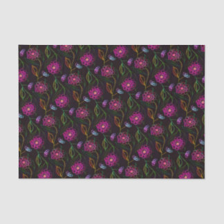 Papier Mousseline Motif floral mignon Chic élégant rose élégant noir