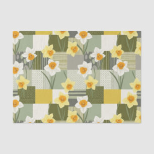 Papier Mousseline Motif floral narcisse du milieu du siècle