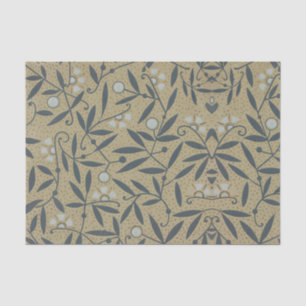 Papier Mousseline Motif floral orné avec des vignes bleu foncé