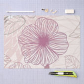Papier Mousseline motif floral pourpre (Artisanat)