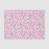 Papier Mousseline Motif floral rose rétro (Recto)
