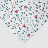 Papier Mousseline Motif Floral Rustique & Foliage Vert (Détail)
