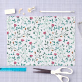 Papier Mousseline Motif Floral Rustique & Foliage Vert (Artisanat)