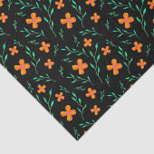 Papier Mousseline Motif floral sur noir moderne élégant (Détail)