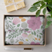 Papier Mousseline Motif Floral tendance rose jaune pourpre vert (Cadeau)