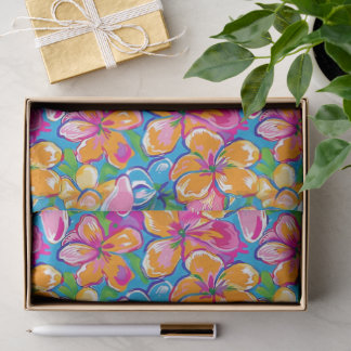 Papier Mousseline Motif floral tropical coloré
