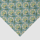 Papier Mousseline Motif floral turquoise et jaune (Détail)