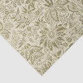 Papier Mousseline Motif Floral Vert Sage Antique Damas (Détail)