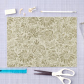 Papier Mousseline Motif Floral Vert Sage Antique Damas (Artisanat)