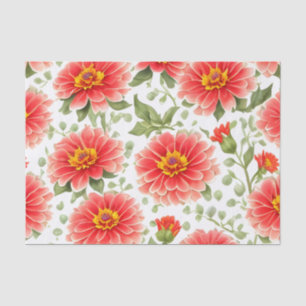 Papier Mousseline Motif floral Zinnia Fleurs