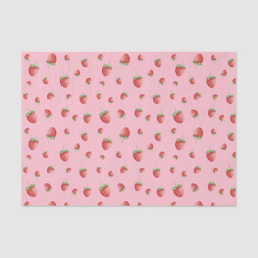 Papier Mousseline Motif fraise rose (Recto)