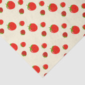 Papier Mousseline Motif fraise rouge sur rose pâle (Détail)