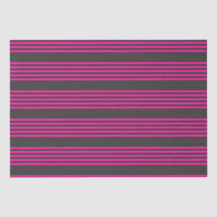 Papier Mousseline Motif Fuchsia et charbon de bois cinq bandes