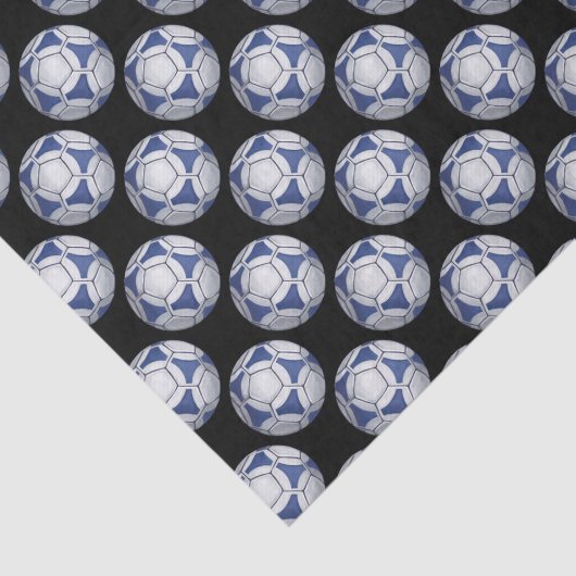 Papier Mousseline Motif Futbal bleu et blanc (Détail)
