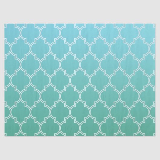 Papier Mousseline Motif géométrique Abstrait turquoise et blanc (Recto)