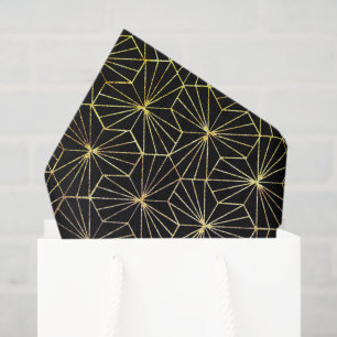 Papier Mousseline Motif géométrique Art Déco noir et or