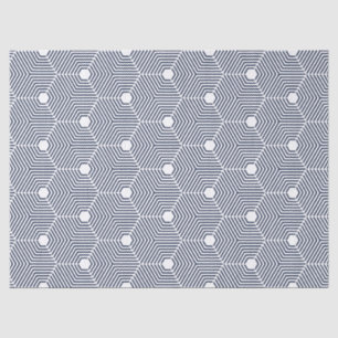 Papier Mousseline Motif géométrique bleu marine et blanc