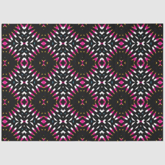 Papier Mousseline Motif géométrique Cool noir et magenta (Recto)