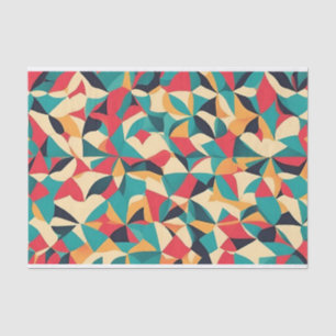 Papier Mousseline Motif géométrique de style rétro Abstrait - Turquo