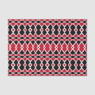 Papier Mousseline Motif géométrique en mosaïque rouge noir blanc