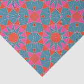 Papier Mousseline Motif géométrique en mosaïque rouge rose turquoise (Détail)
