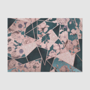 Papier Mousseline Motif géométrique Floral Gold Artsy Rose de luxe