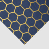 Papier Mousseline Motif géométrique marine bleu et or Hexagon (Détail)