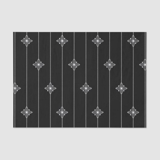 Papier Mousseline Motif géométrique noir blanc (Recto)