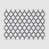 Motif géométrique noir et blanc d'Ikat Quatrefoil