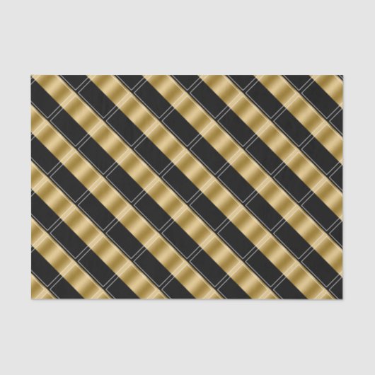 Papier Mousseline Motif géométrique noir et or (Recto)