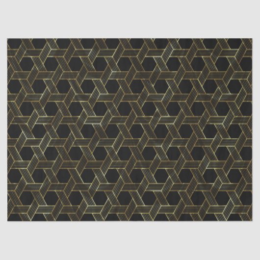 Papier Mousseline Motif géométrique noir et or (Recto)