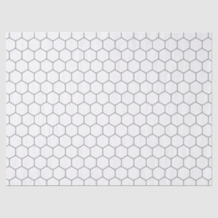 Papier Mousseline Motif Géométrique Peigne De Miel Blanc Et Gris