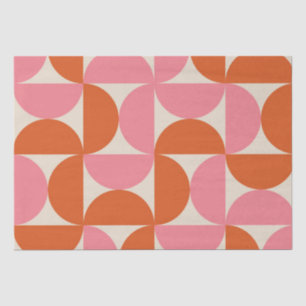 Papier Mousseline Motif géométrique rose orange du milieu du XXe siè