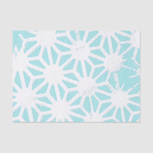 Papier Mousseline Motif géométrique turquoise (Recto)