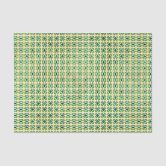 Papier Mousseline Motif géométrique vert et bleu (Recto)